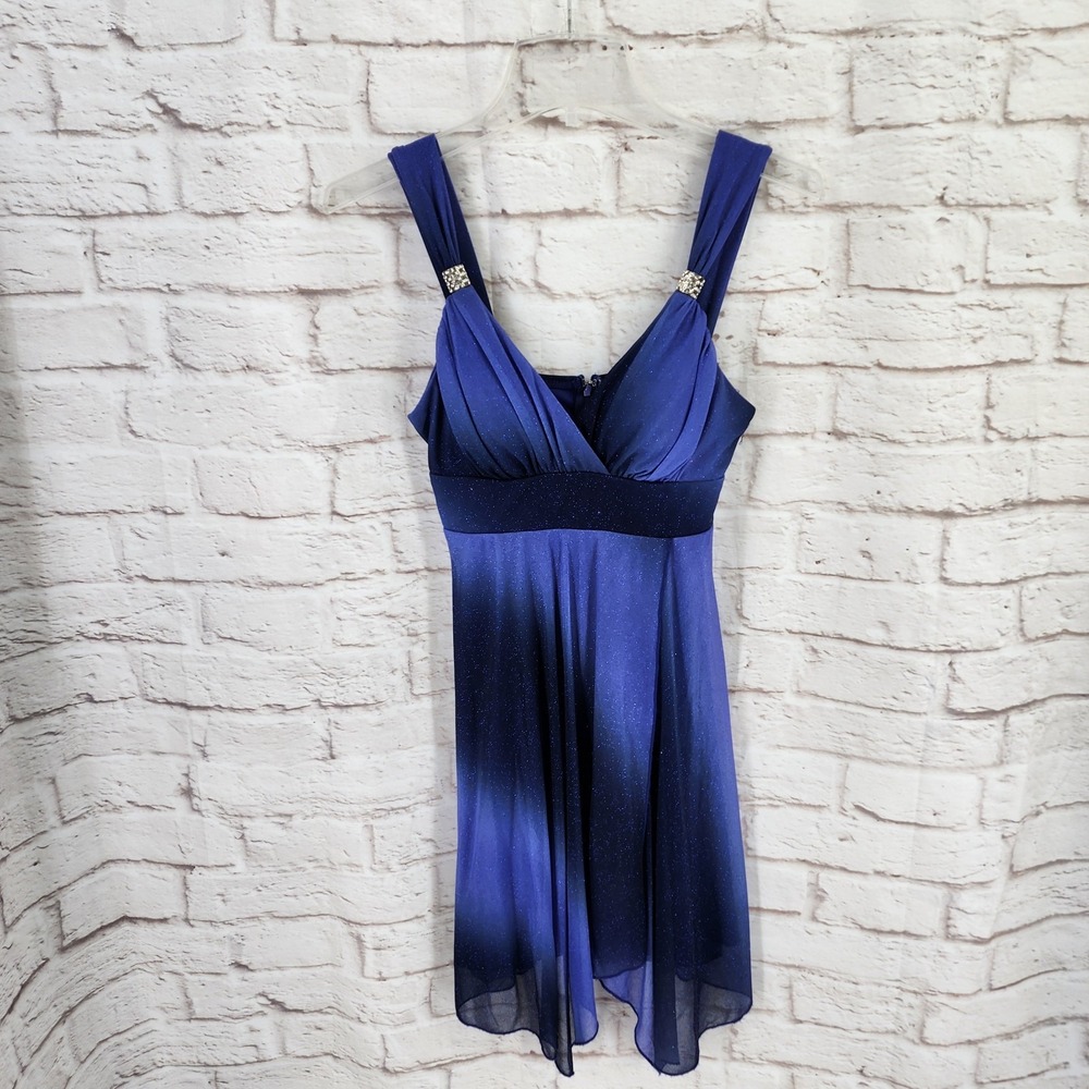 Y2K‎ Babydoll Asymmetric Dress Size 3 XS Fairy Grunge Whimsigoth Glitter Ombre